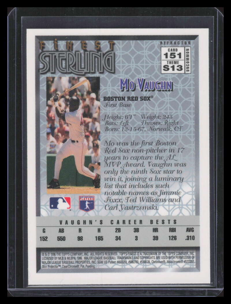 1996 Finest Refractor 151 Mo Vaughn Uncommon Silver