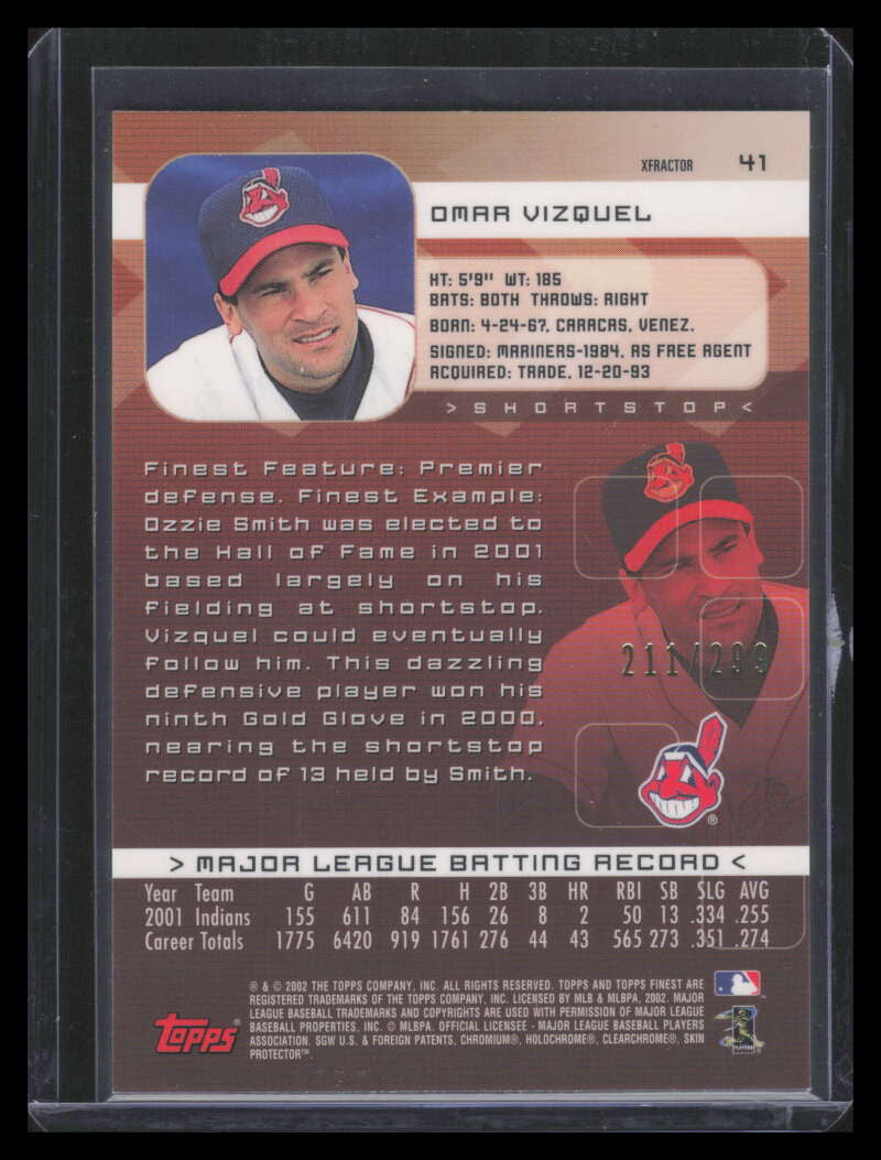 2002 Finest X-Fractor 41 Omar Vizquel 211/299