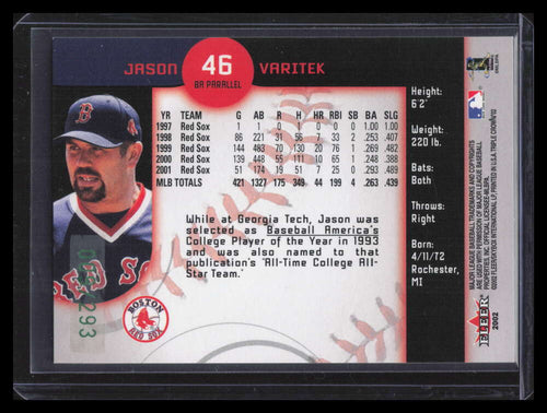 2002 Fleer Triple Crown Batting Average Parallel 46 Jason Varitek 9/293