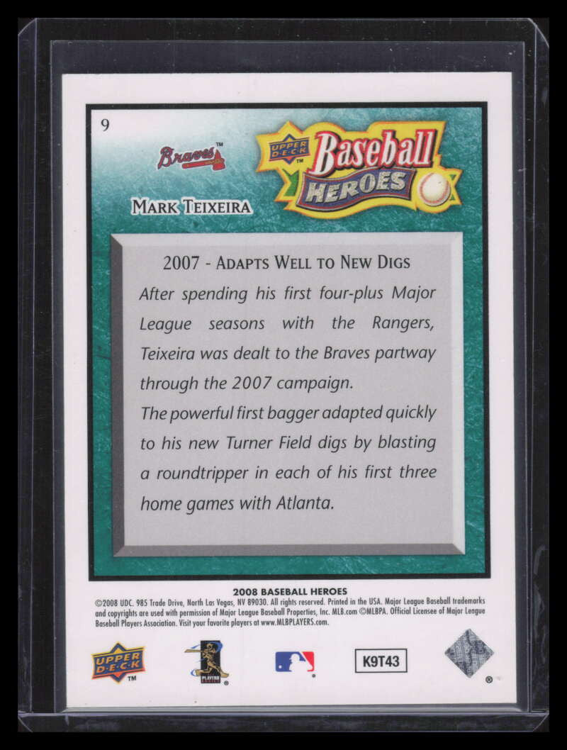 2008 Upper Deck Heroes Sea Green 9 Mark Teixeira 84/99
