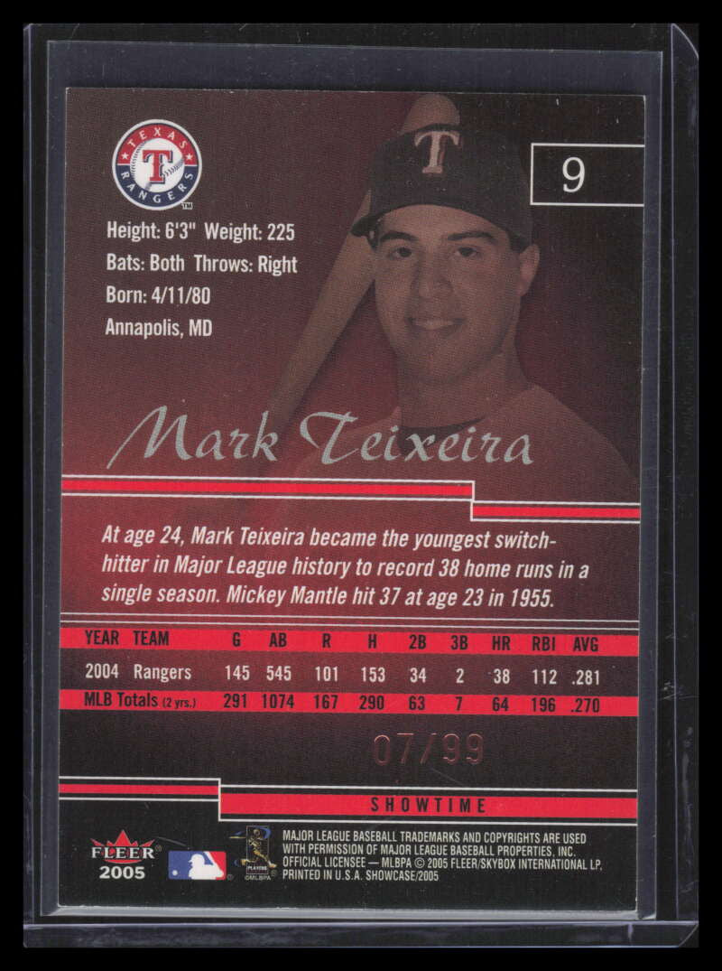 2005 Fleer Showcase Showtime 9 Mark Teixeira 7/99