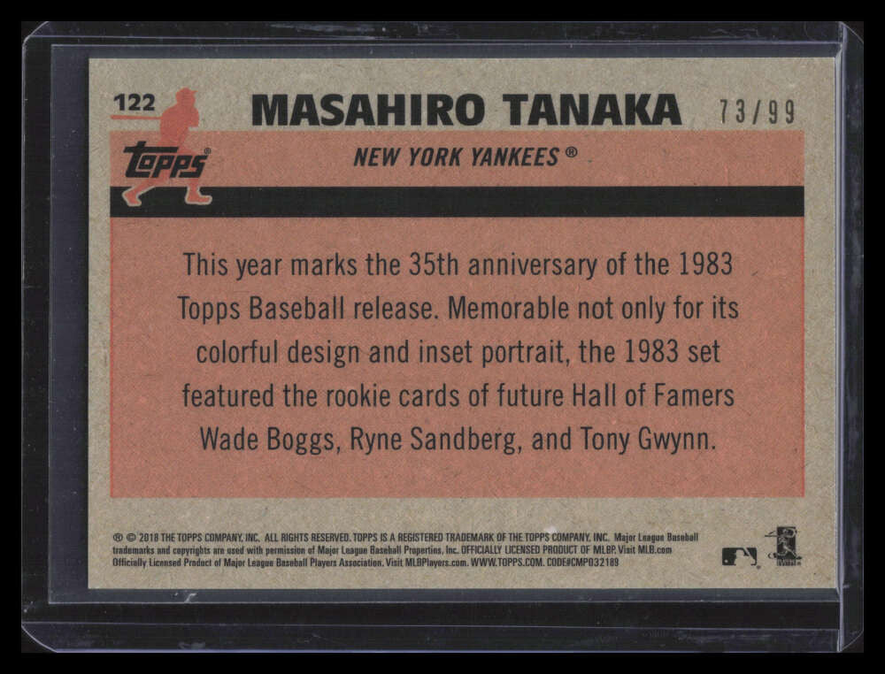 2018 Topps '83 Silver Pack Chrome Green Refractor 122 Masahiro Tanaka 73/99