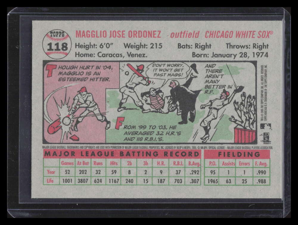 2005 Topps Heritage 118b Magglio Ordonez White Uni SP 153468