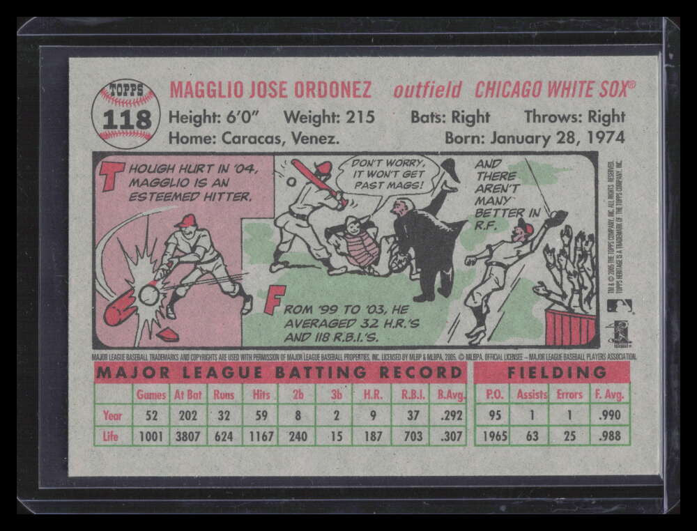 2005 Topps Heritage 118b Magglio Ordonez White Uni SP 153469
