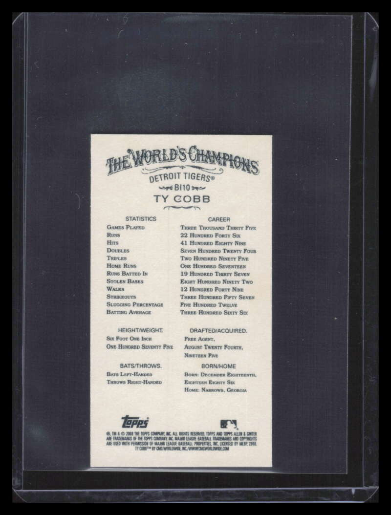 2008 Topps Allen and Ginter Mini Baseball Icons bi10 Ty Cobb 153490
