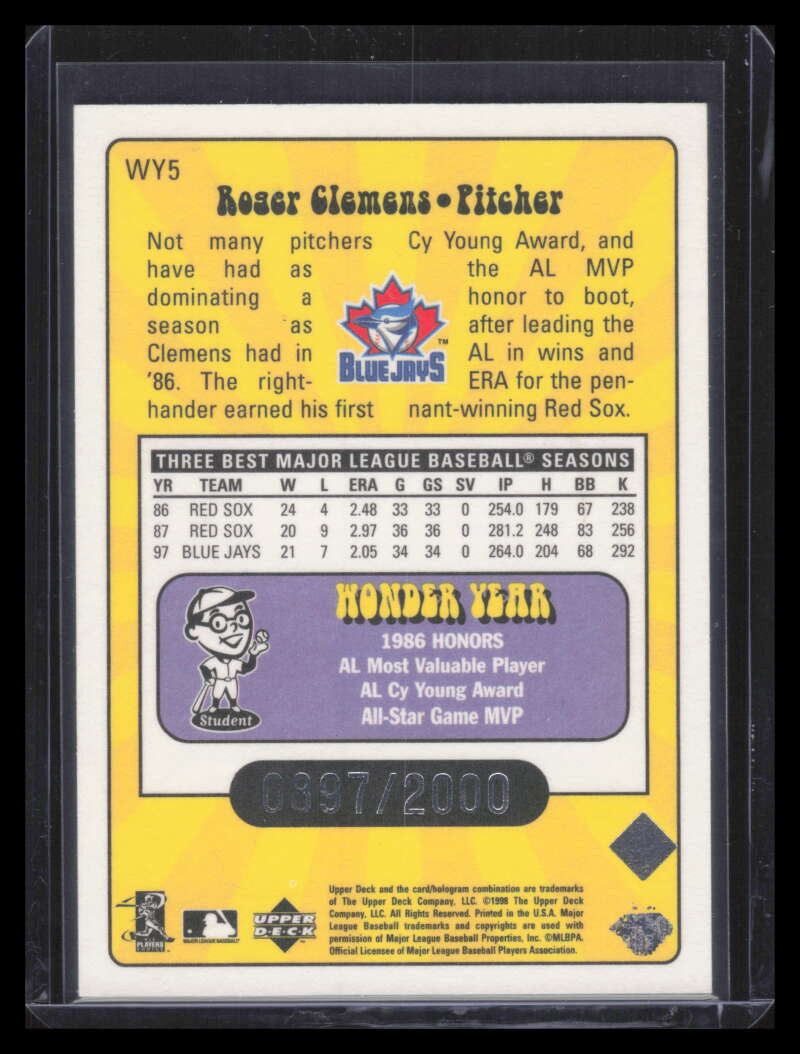 1999 Upper Deck Wonder Years Double wy5 Roger Clemens 897/2000