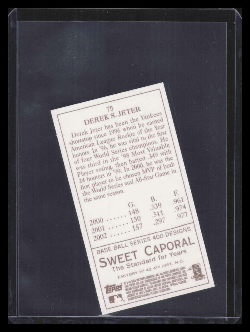 2003 Topps 205 Sweet Caporal 75b Derek Jeter w/o Gold Trim 153507