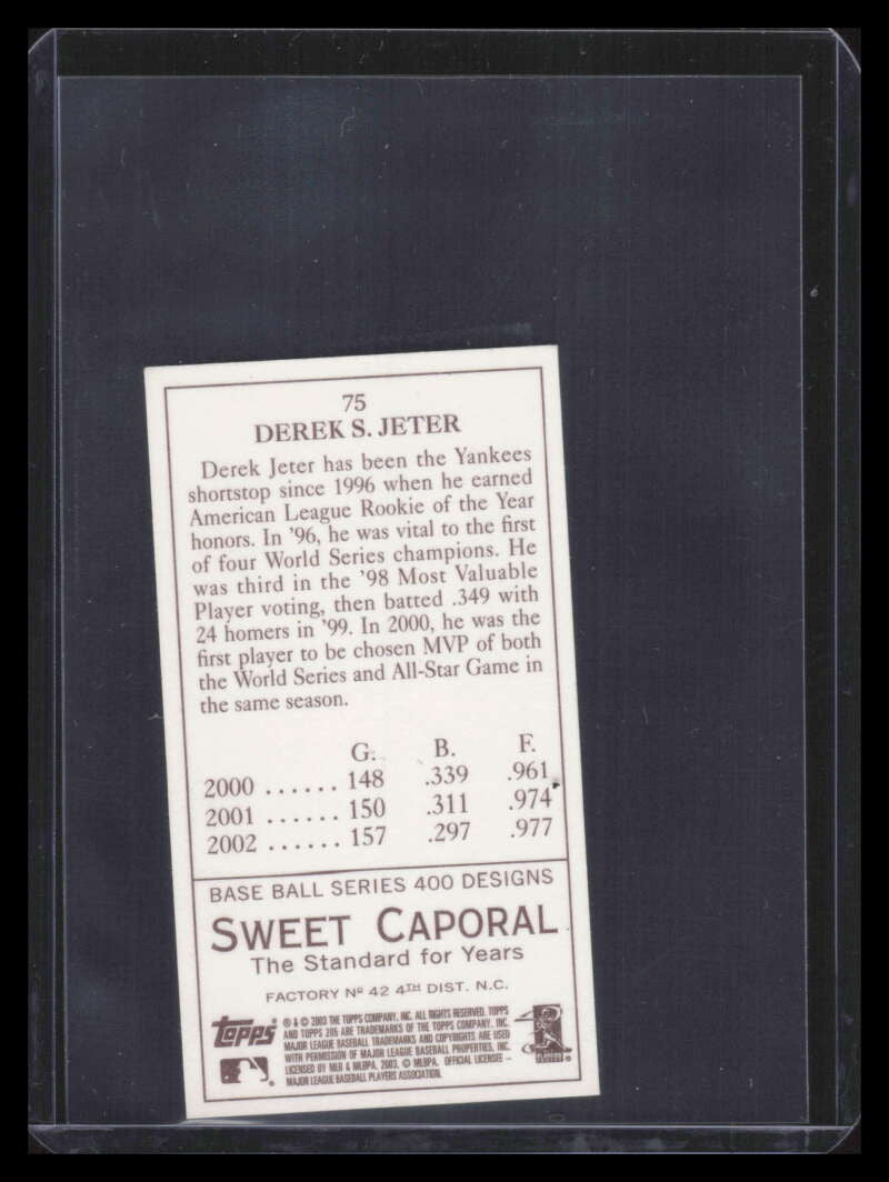 2003 Topps 205 Sweet Caporal 75b Derek Jeter w/o Gold Trim 153508