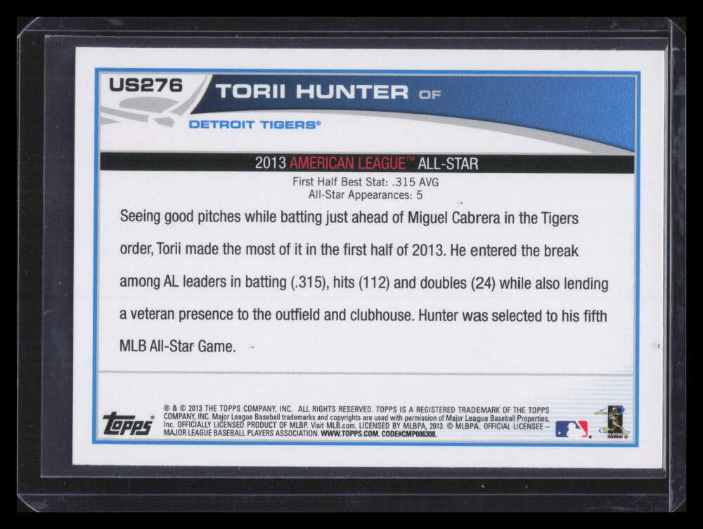 2013 Topps Update us276b Torii Hunter Group Photo Variation SP 153512
