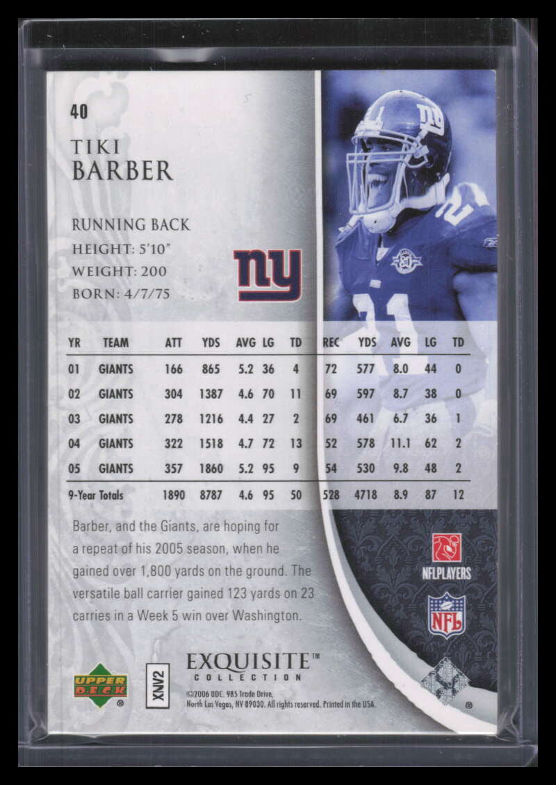 2006 Exquisite Collection 40 Tiki Barber 90/150