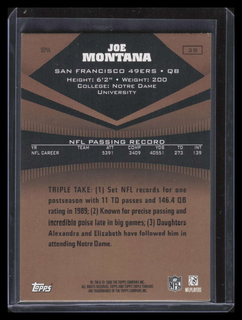 2006 Topps Triple Threads Sepia 38 Joe Montana 243/499