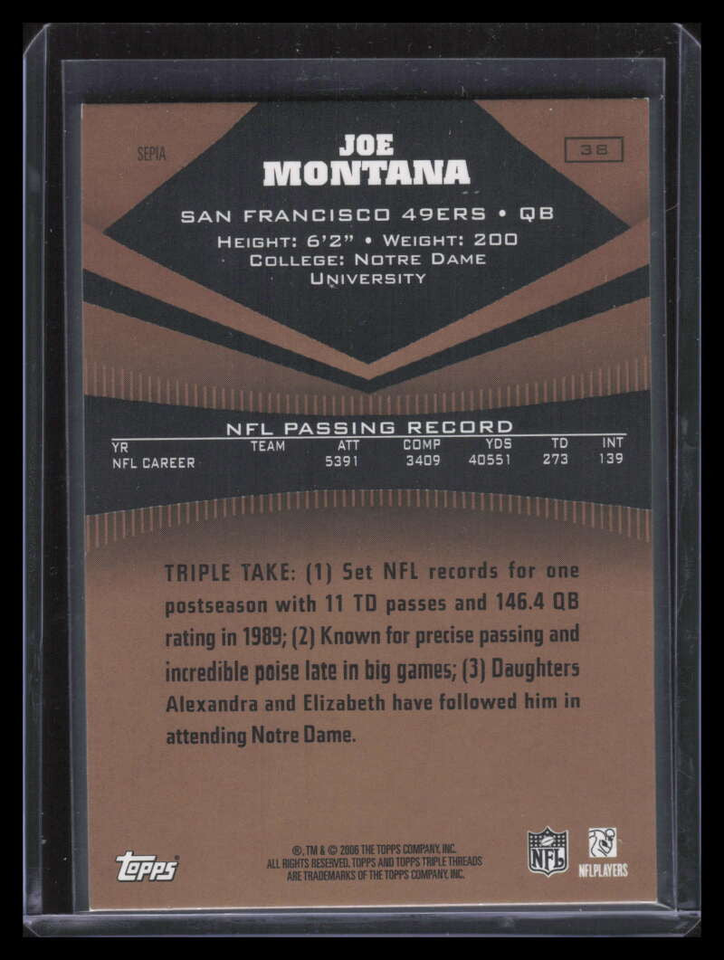 2006 Topps Triple Threads Sepia 38 Joe Montana 210/499