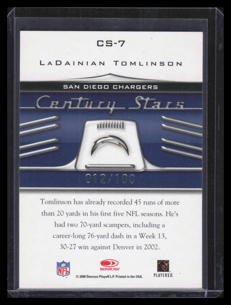 2006 Donruss Threads Century Stars Blue 7 LaDainian Tomlinson 12/100