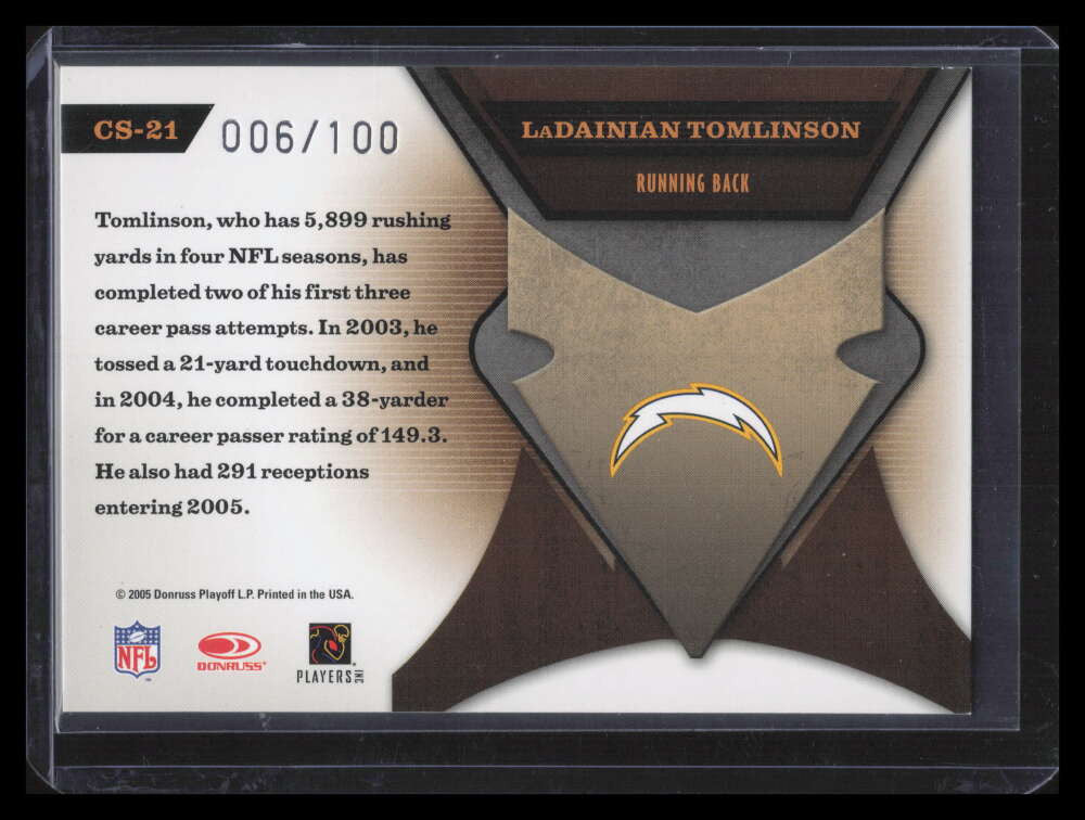 2005 Leaf Certified Materials Certified Skills Blue 21 LaDainian Tomlinson 6/100