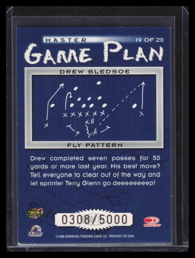 1998 Leaf Rookies and Stars Game Plan Masters 19 Drew Bledsoe 308/500