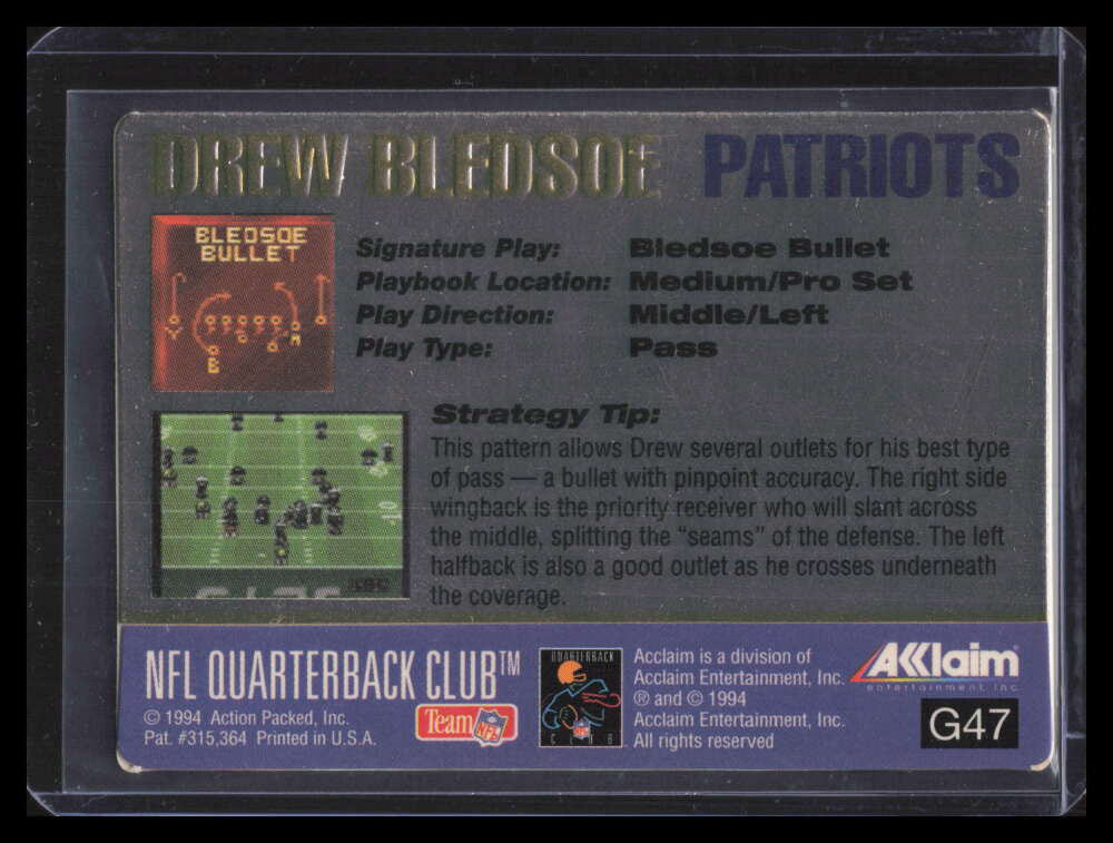 1994 Action Packed 24k Gold g47 Drew Bledsoe QC Quarterback Club 153564
