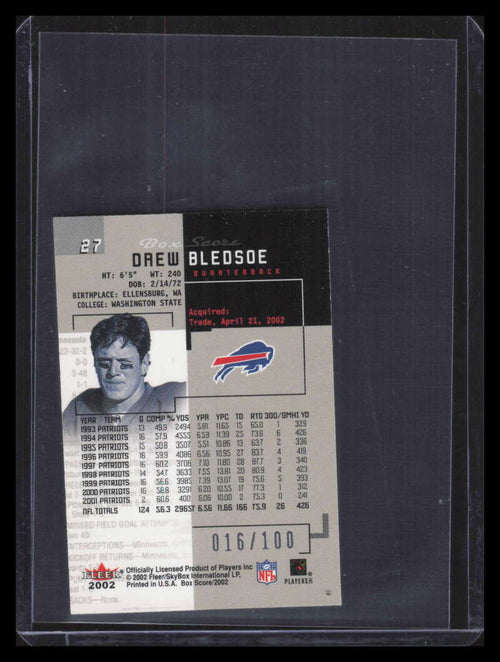 2002 Fleer Box Score Classic Miniatures First Edition 27 Drew Bledsoe 16/100