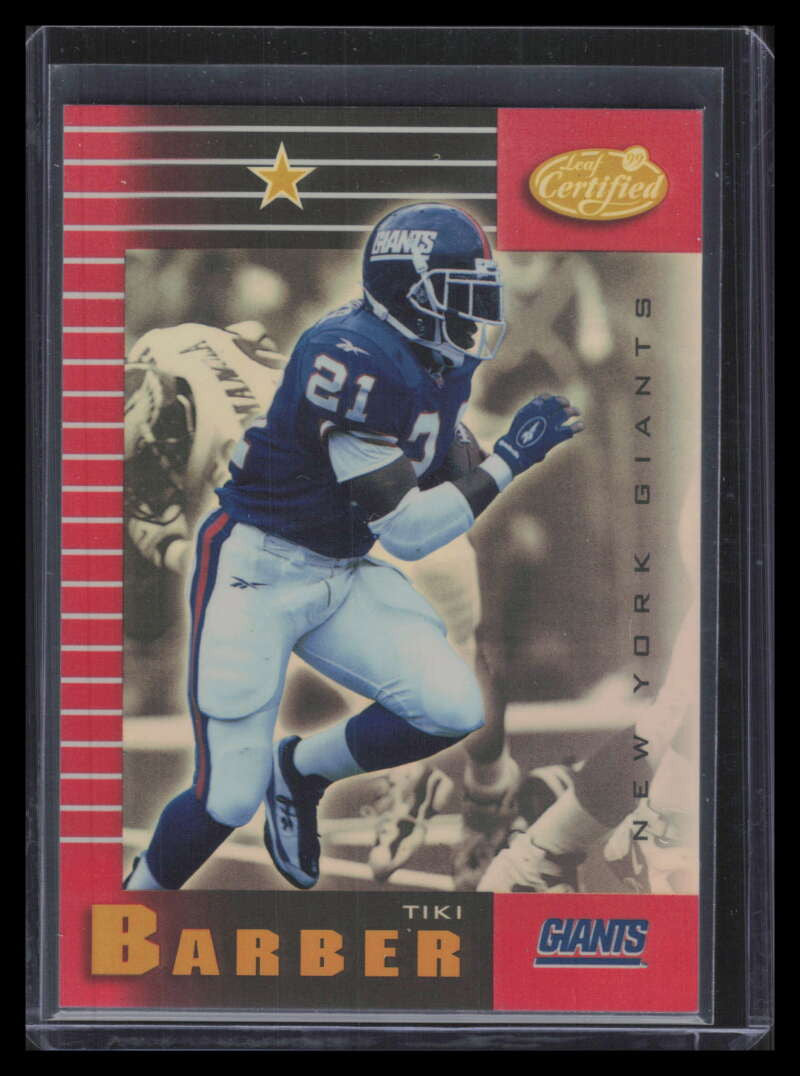1999 Leaf Certified Mirror Red 64 Tiki Barber
