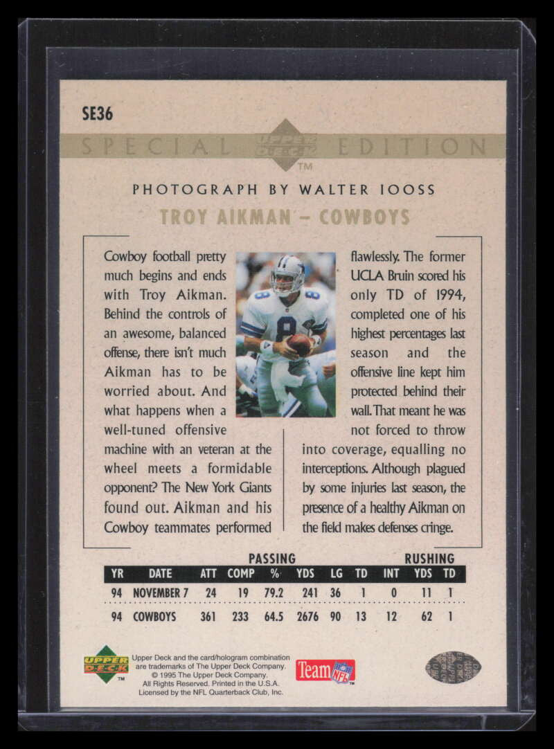 1995 Upper Deck Special Edition Gold se36 Troy Aikman 153581