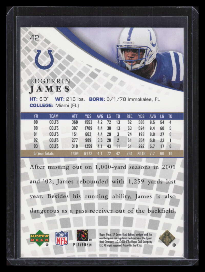 2004 SP Game Used Edition Gold 42 Edgerrin James 64/100