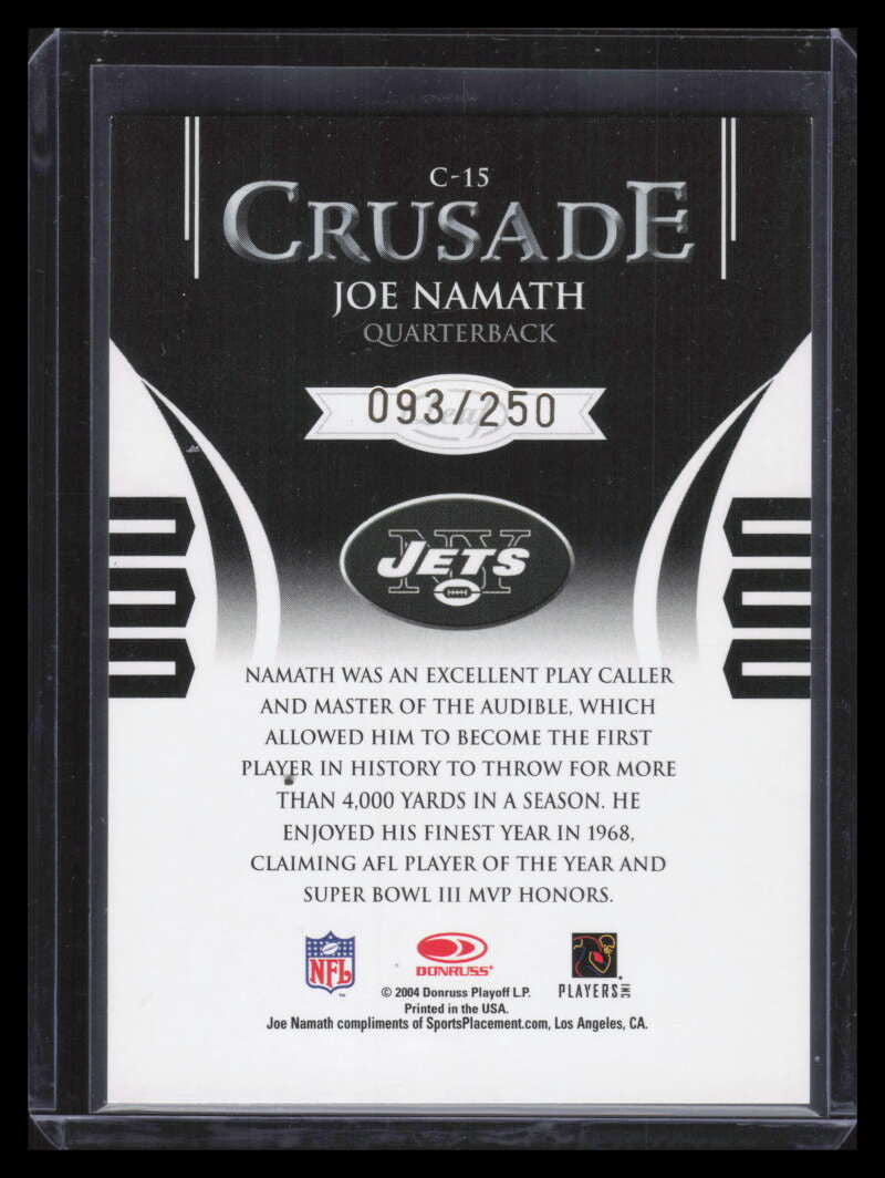 2004 Leaf Rookies and Stars Crusade Purple c15 Joe Namath 93/250