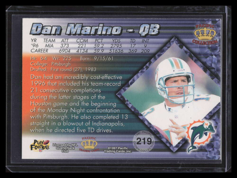 1997 Pacific Silver 219 Dan Marino
