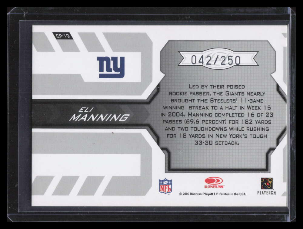 2005 Leaf Certified Materials Certified Potential Red 19 Eli Manning 42/250