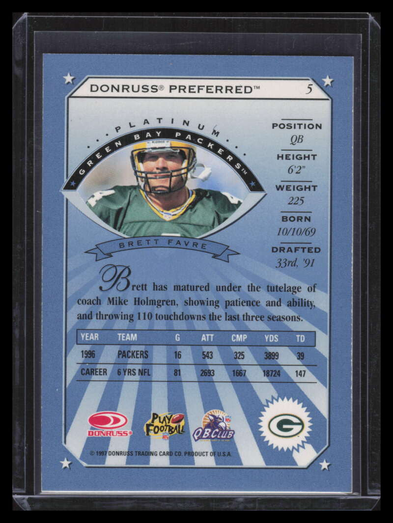 1997 Donruss Preferred 5 Brett Favre P Platinum