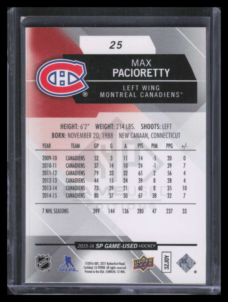 2015-16 SP Game Used 25 Max Pacioretty 8/67