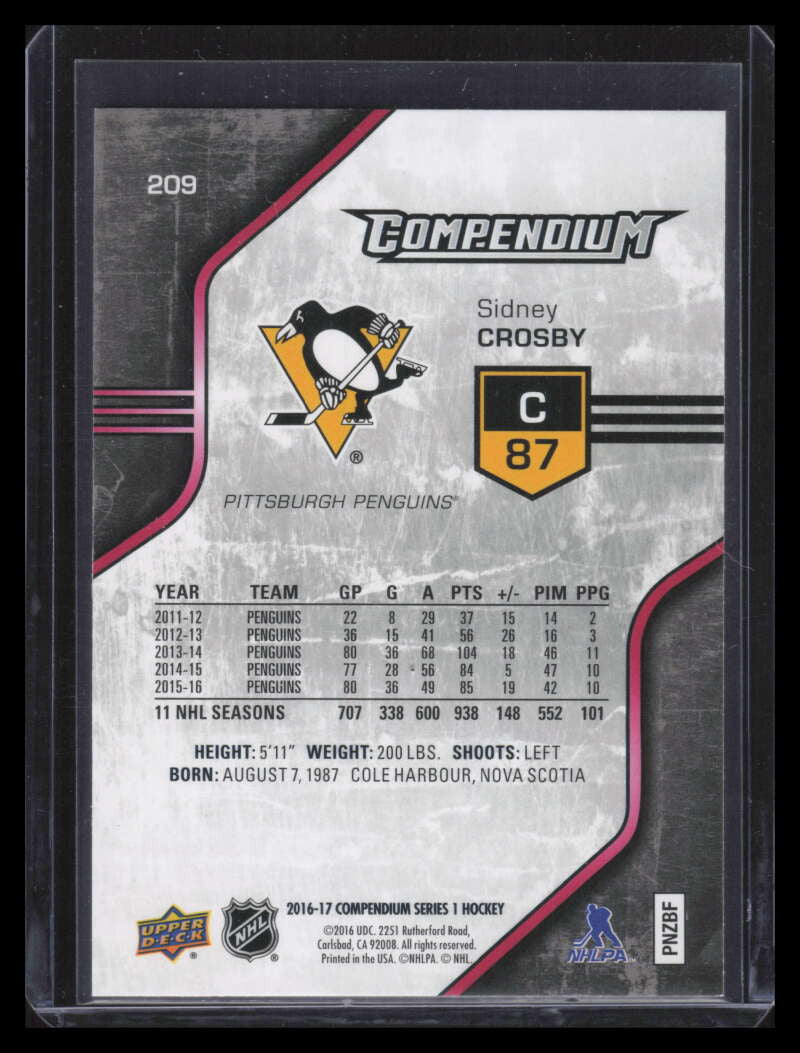 2016-17 Upper Deck Compendium Red 209 Sidney Crosby