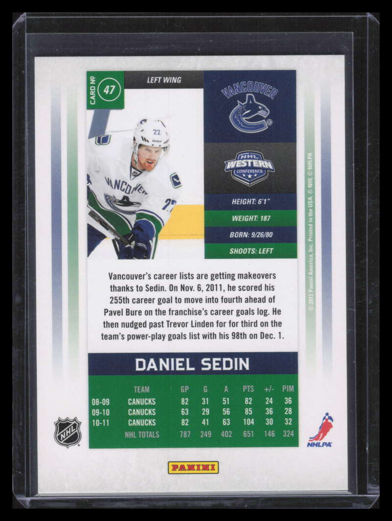 2011-12 Panini Contenders Gold 47 Daniel Sedin 7/100