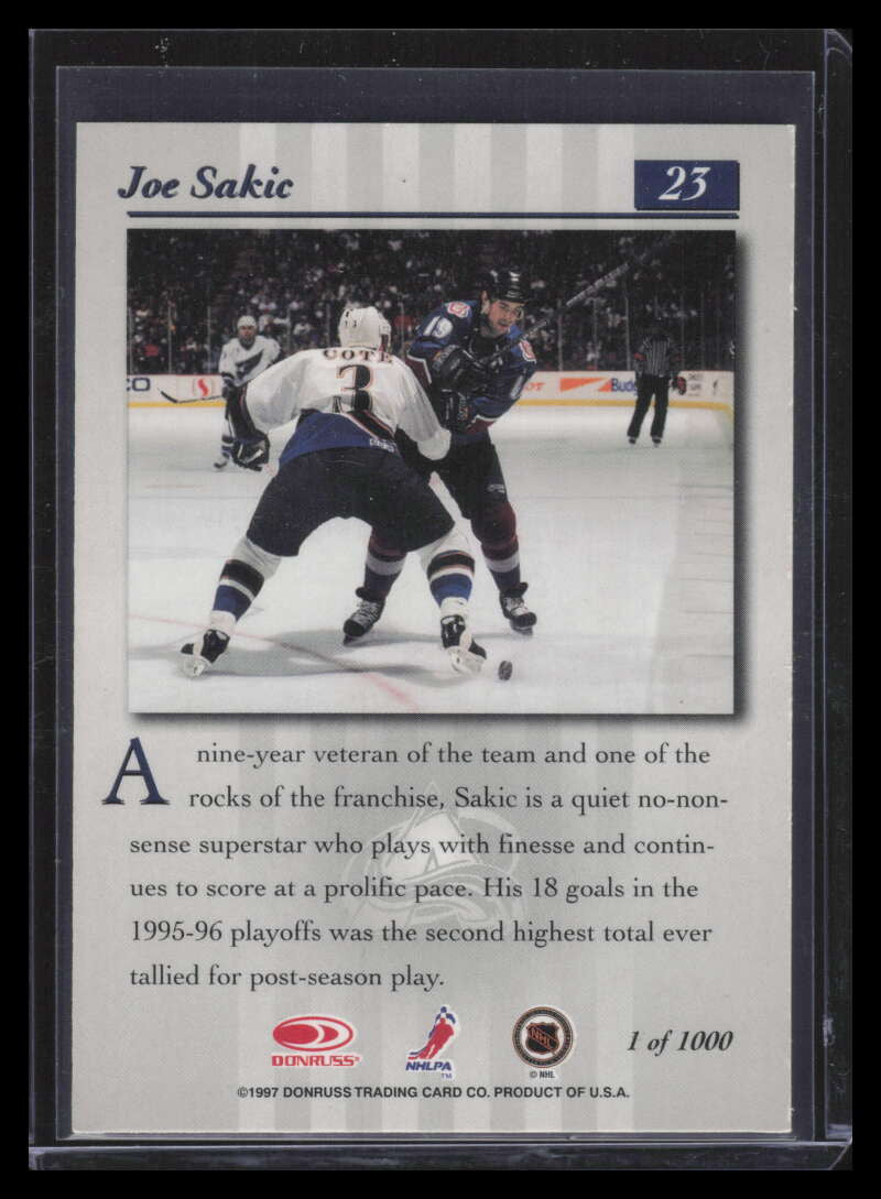 1997-98 Studio Press Proofs Silver 13 Joe Sakic /1000