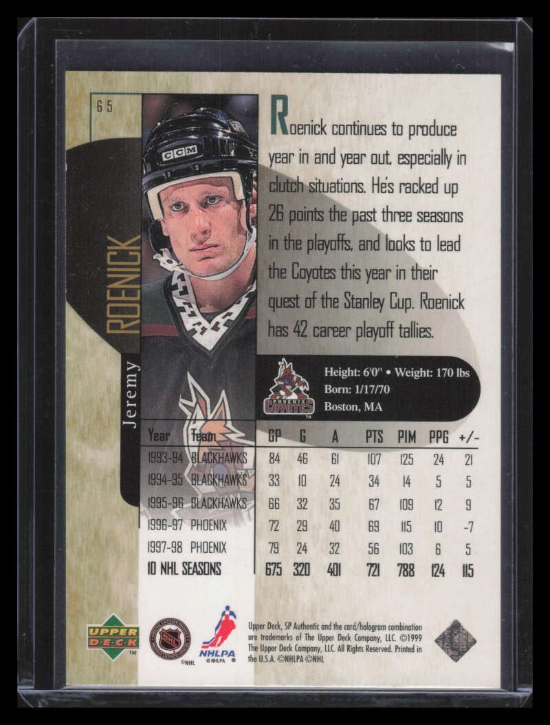 1998-99 SP Authentic Power Shift 65 Jeremy Roenick 263/500