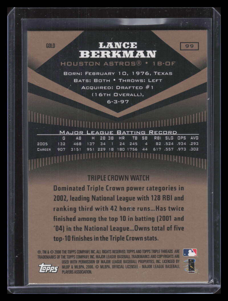 2006 Topps Triple Threads Gold 99 Lance Berkman 50/50
