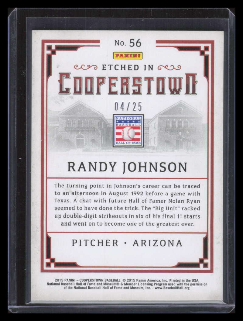 2015 Panini Cooperstown Etched in Cooperstown Holo Silver 56 Randy Johnson 4/25