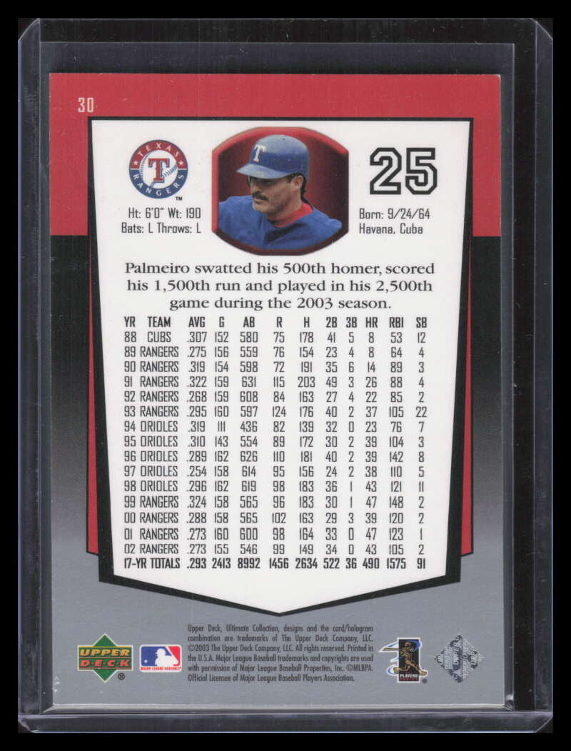2003 Ultimate Collection Gold 30 Rafael Palmeiro 46/50