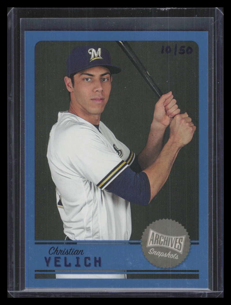 2019 Topps Archives Snapshots Blue ASCY Christian Yelich 10/50