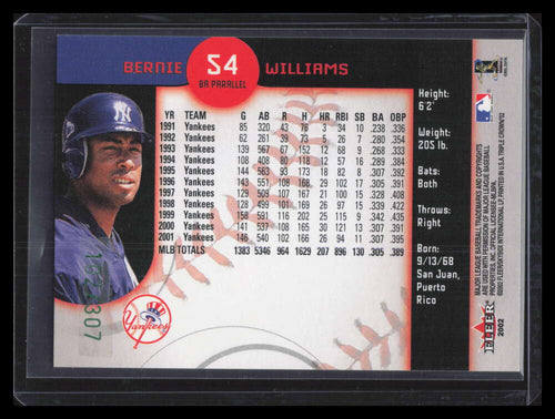 2002 Fleer Triple Crown Batting Average Parallel 54 Bernie Williams 102/307