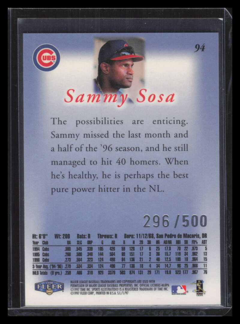1997 Sports Illustrated Extra Edition 94 Sammy Sosa 296/500