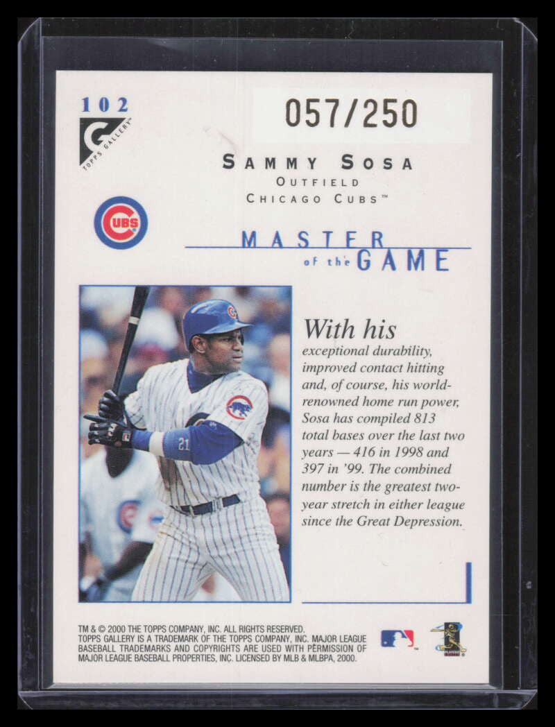 2000 Topps Gallery Player's Private Issue 102 Sammy Sosa MAS 57/250 Master Game