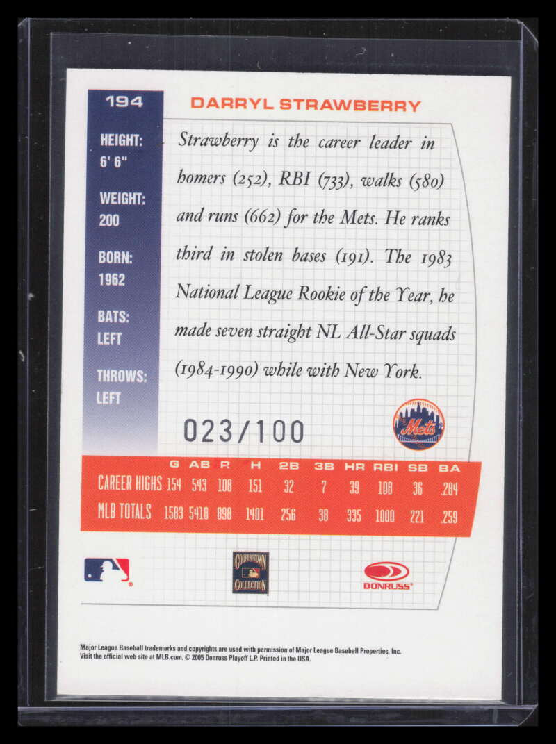 2005 Donruss Team Heroes Showdown Bronze 194 Darryl Strawberry 23/100