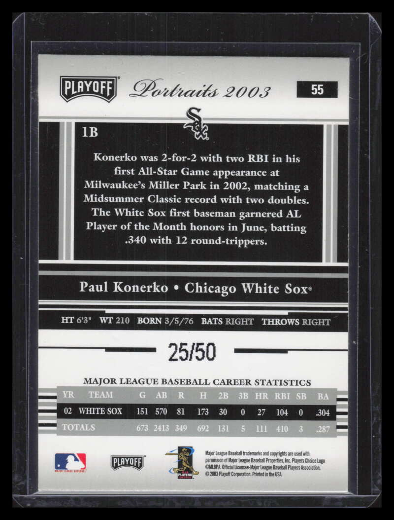 2003 Playoff Portraits Silver 55 Paul Konerko 25/50
