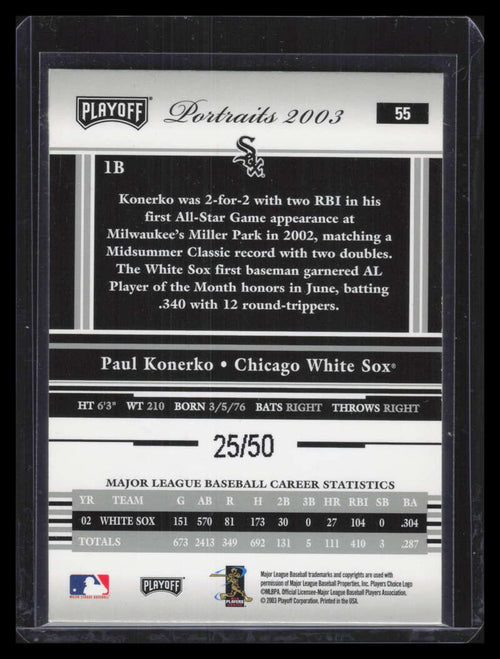 2003 Playoff Portraits Silver 55 Paul Konerko 25/50