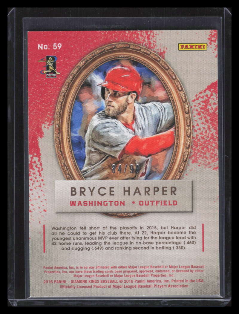 2016 Diamond Kings Framed Blue 59a Bryce Harper 84/99