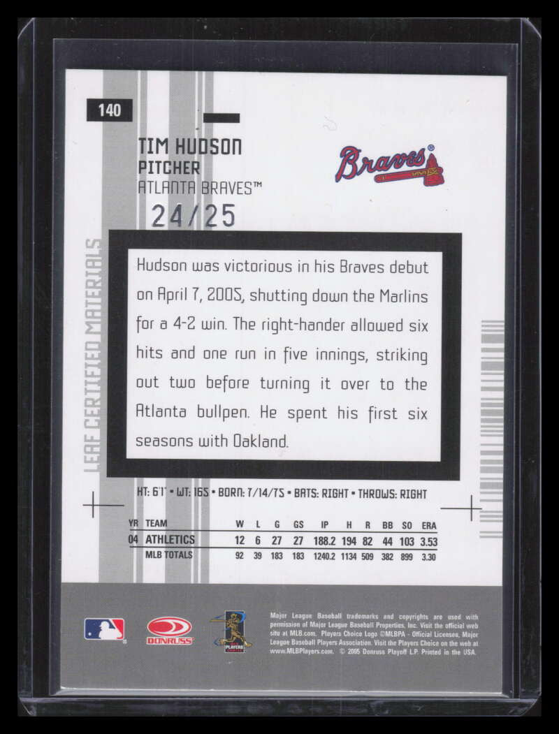2005 Leaf Certified Materials Mirror Gold 140 Tim Hudson 24/25
