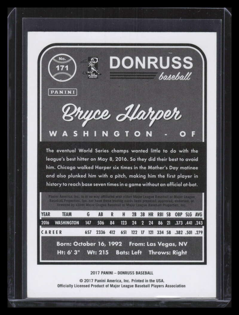 2017 Donruss Stat Line Career 171 Bryce Harper 106/121