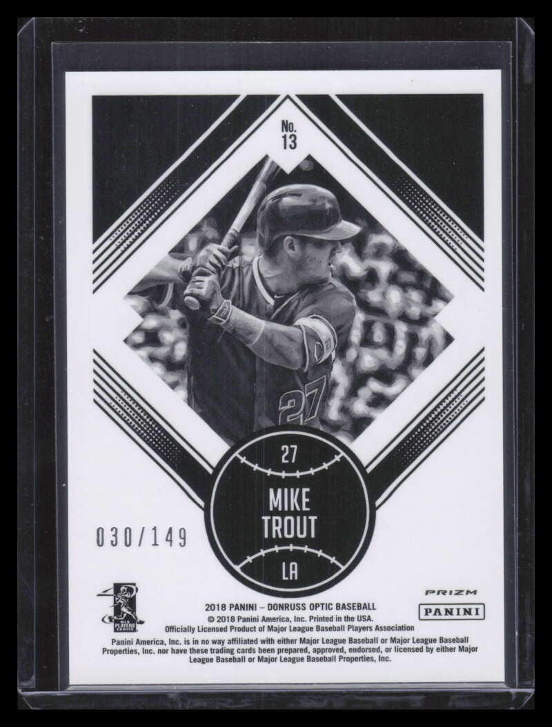 2018 Donruss Optic Blue Refractor 13 Mike Trout DK 30/149 Diamond Kings