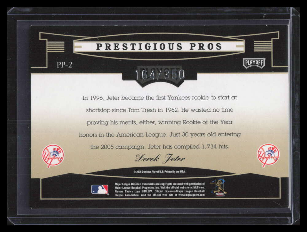 2005 Playoff Prestige Prestigious Pros Green pp2 Derek Jeter 164/350