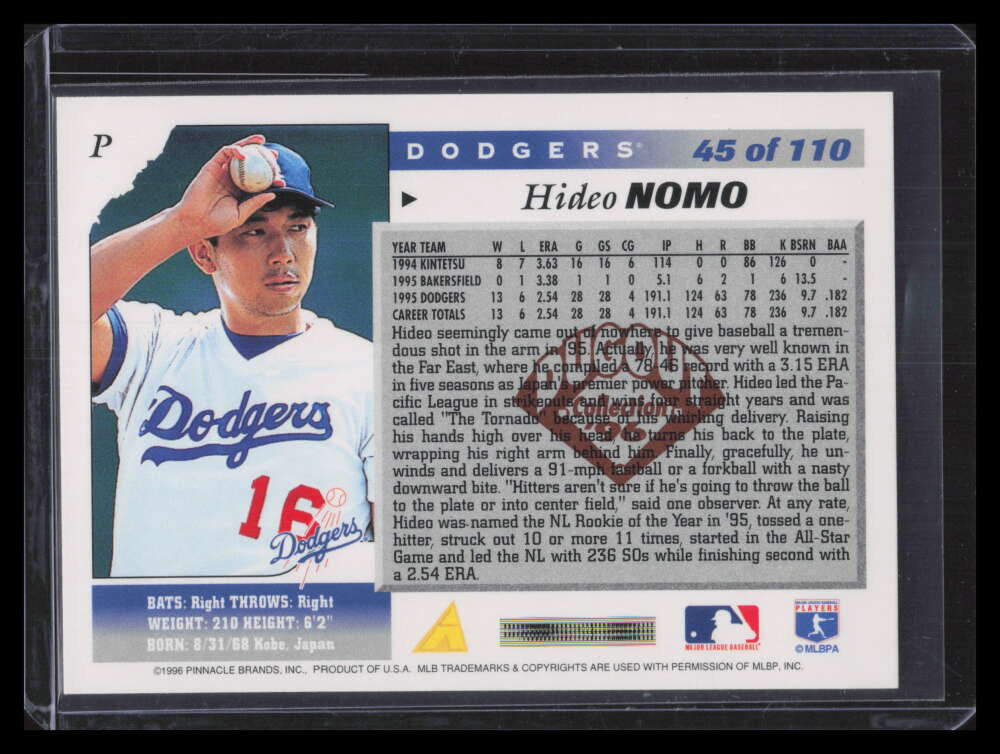 1996 Score Dugout Collection Artist's Proofs b45 Hideo Nomo 153868