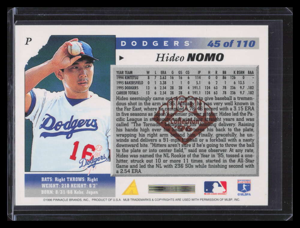 1996 Score Dugout Collection Artist's Proofs b45 Hideo Nomo 153869